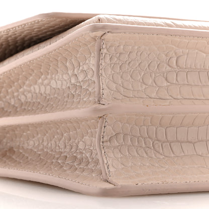 Saint Laurent Calfskin Crocodile Embossed Medium Monogram Sunset Powder Pink 9 of 10