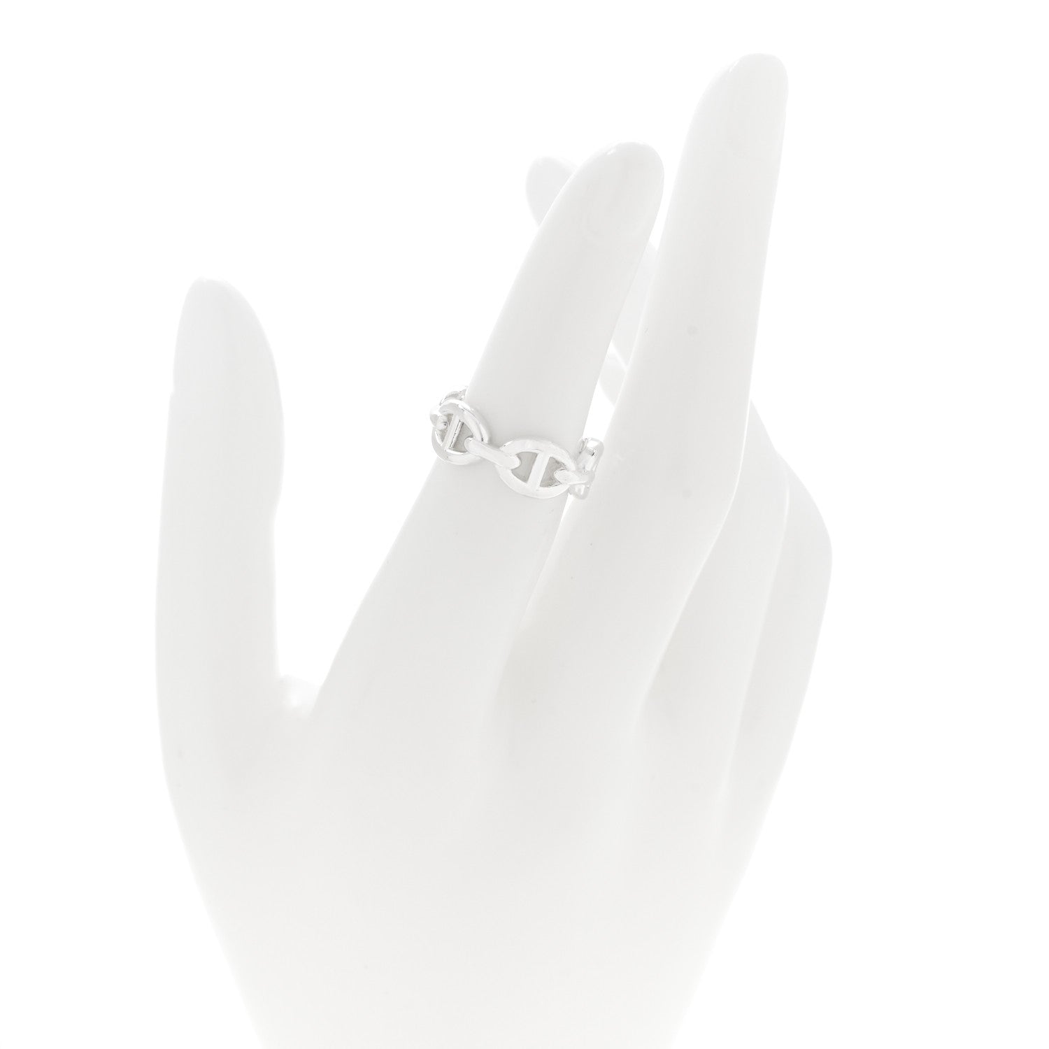 Hermes Sterling Silver PM Chaine d'Ancre Enchainee Band Ring 49 4.75 2 of 6