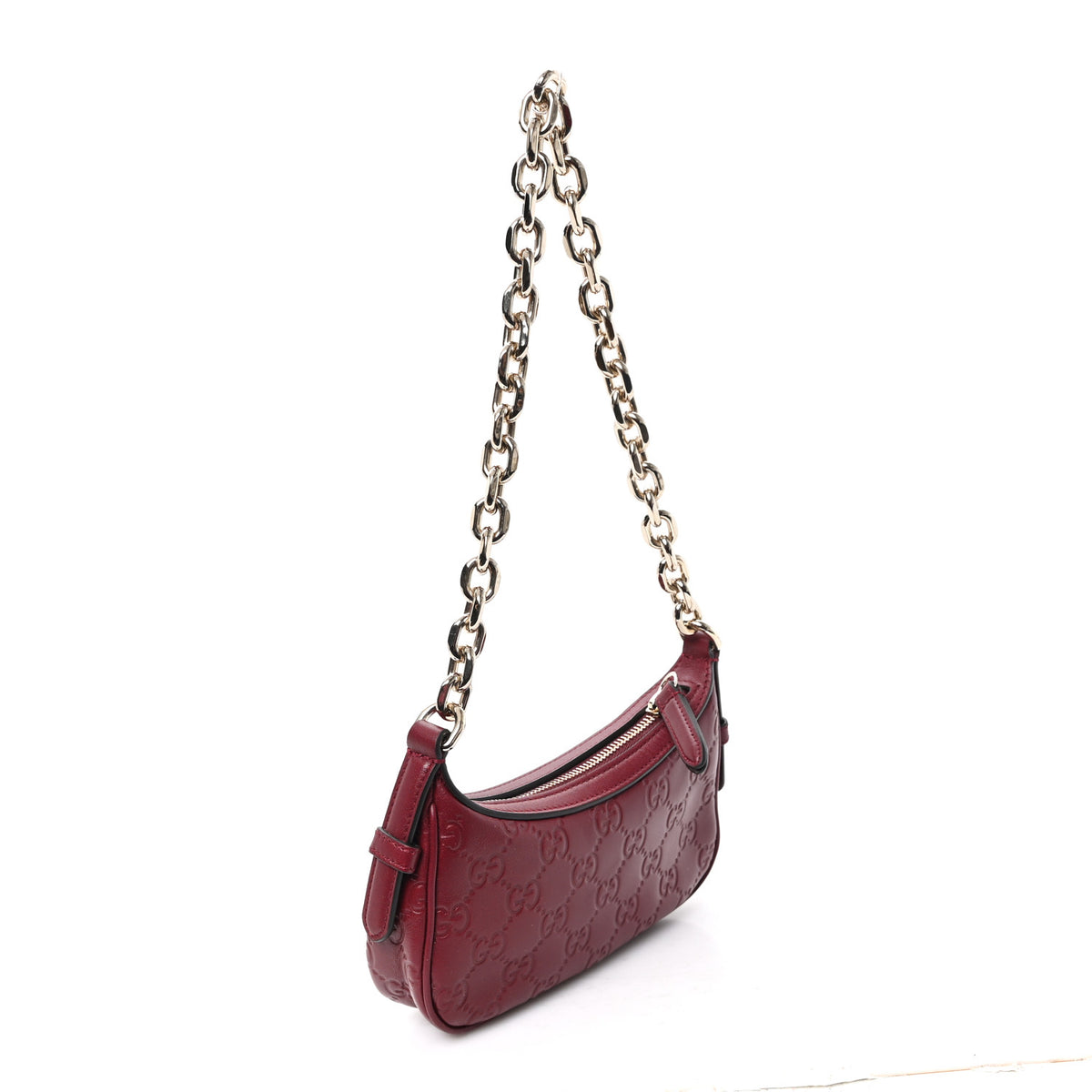 Gucci GG Calfskin Embossed Emblem Mini Shoulder Bag Rosso Ancora 3 of 9