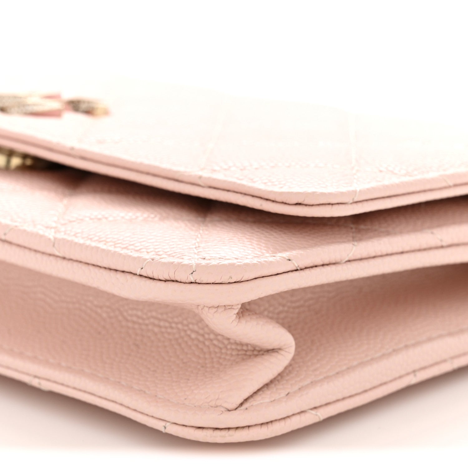 Chanel Caviar Quilted Crystal Enamel CC Wallet On Chain WOC Light Pink 10 of 12