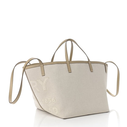 Burberry Cotton Canvas Mini Logo Horseferry Tote Bag Off White 5 of 13