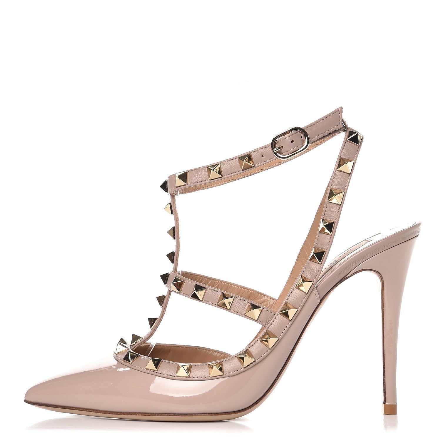 Valentino Garavani Patent Nappa Rockstud Ankle Strap 100mm Pumps 38 Poudre 1 of 8