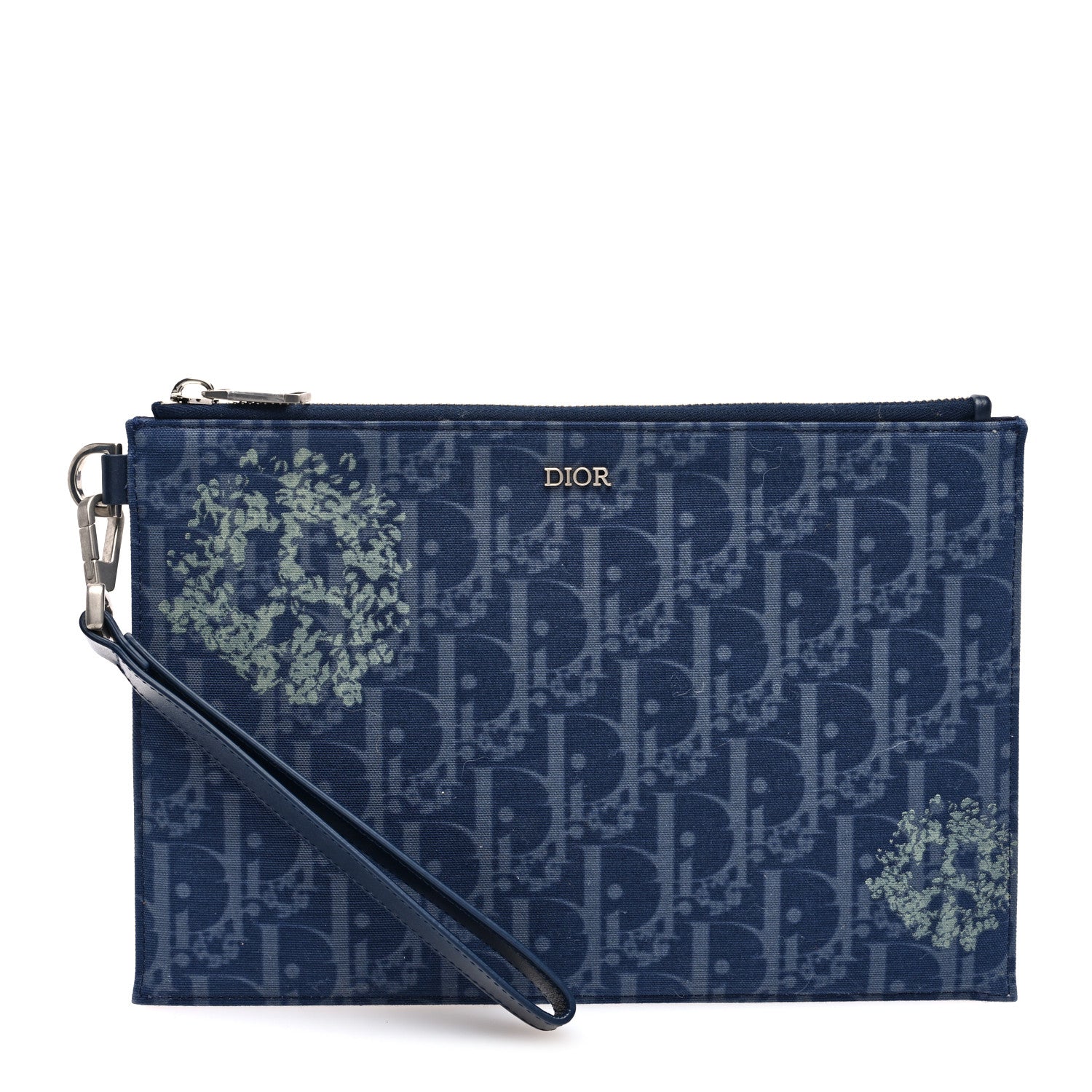 Christian Dior x Denim Tears A5 Oblique Flat Pouch Wristlet Blue 1 of 6