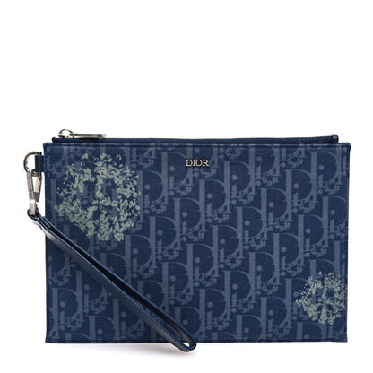 Christian Dior x Denim Tears A5 Oblique Flat Pouch Wristlet Blue 1 of 6