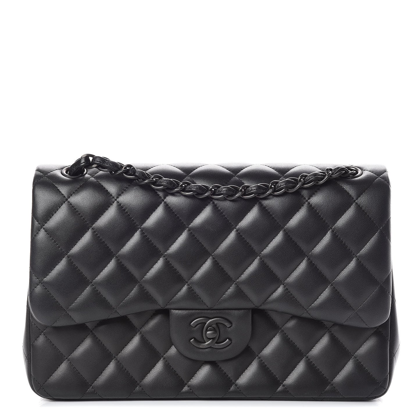 Lambskin Quilted Jumbo Double Flap So Black