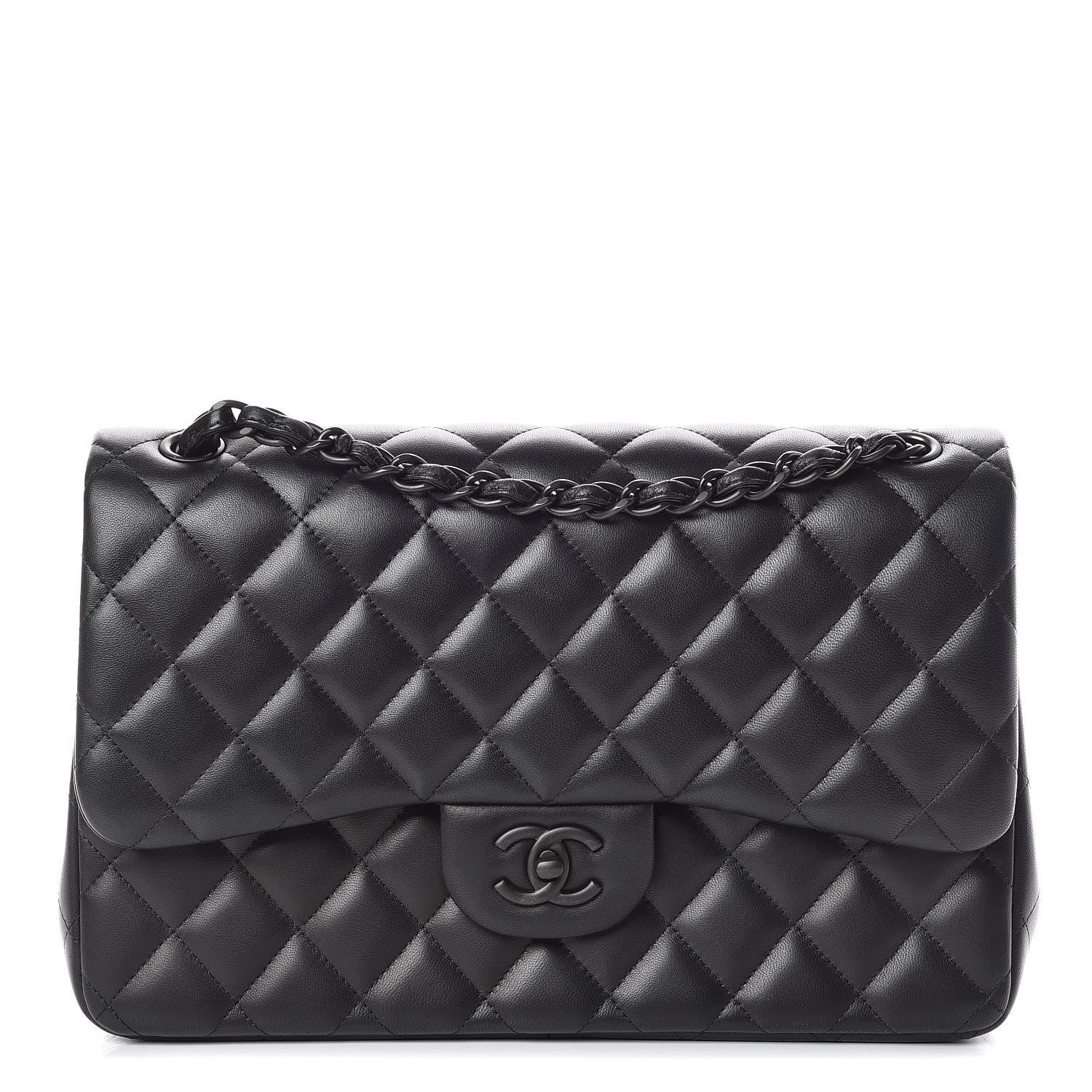 Chanel Lambskin Quilted Jumbo Double Flap So Black 1 of 25
