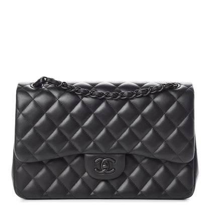 Chanel Lambskin Quilted Jumbo Double Flap So Black 1 of 25