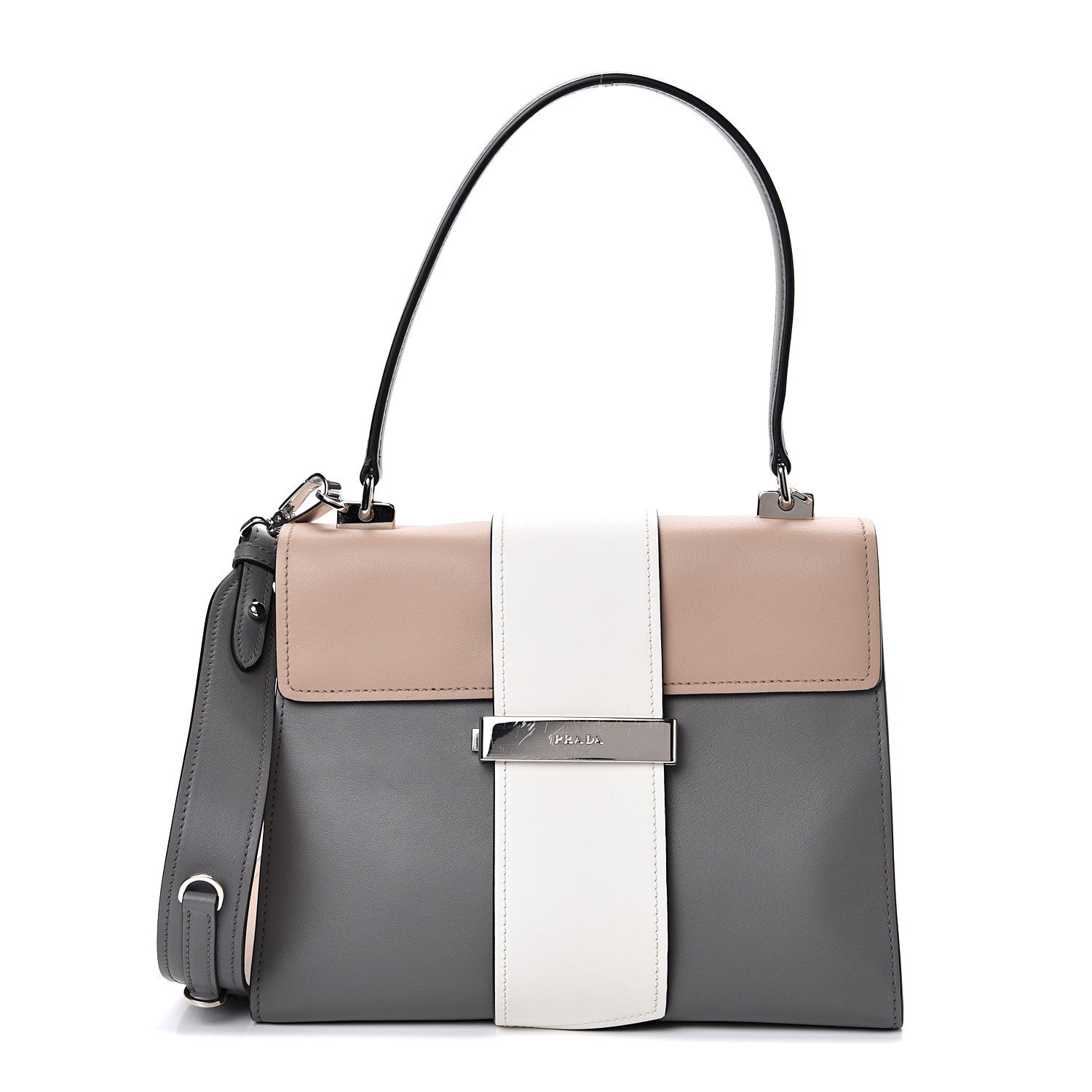Prada City Calf Ribbon Shoulder Bag Cammeo Bianco Marmo 1 of 12