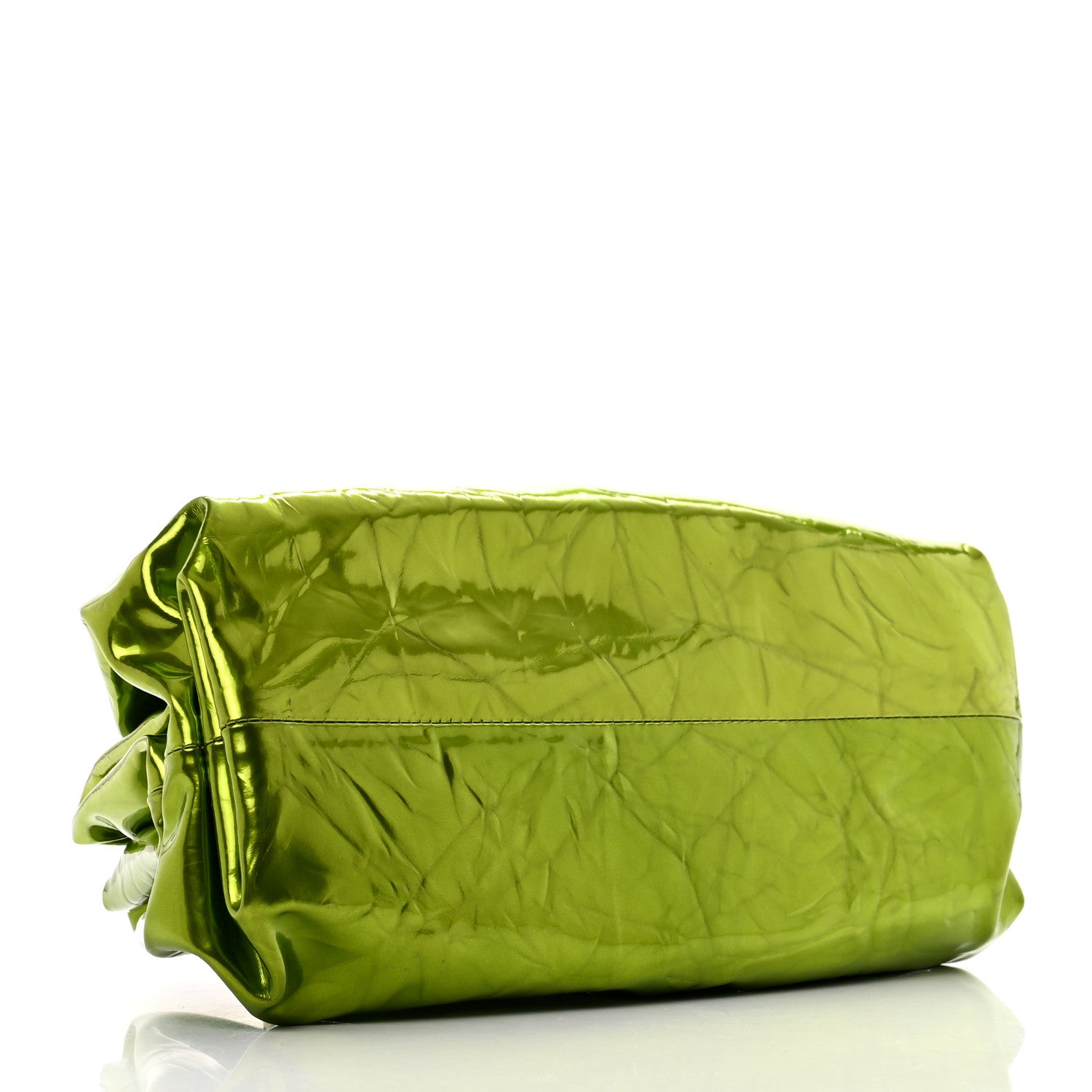 Bottega Veneta Metallic Crushed Calfskin Teen Pouch Chlorophyll 4 of 7