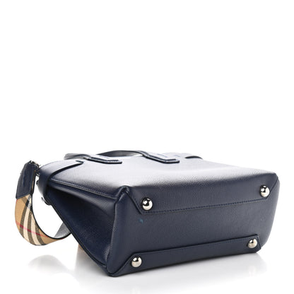 Burberry Derby Calfskin House Check Small Banner Tote Regency Blue 4 of 9