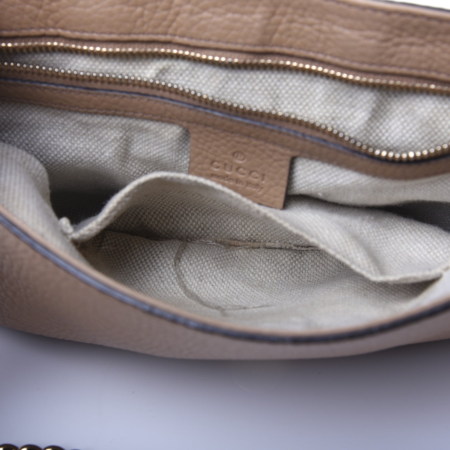 Pebbled Calfskin Medium Soho Flap Crossbody Camelia