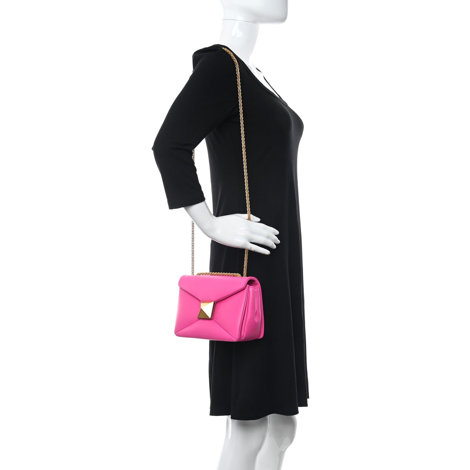 Valentino Garavani Nappa One Stud Chain Clutch Pink PP 2 of 10