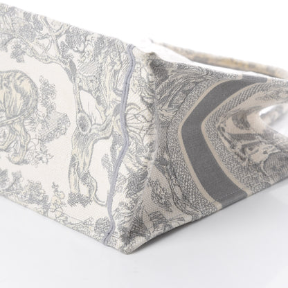 Christian Dior Canvas Embroidered Medium Dioriviera Toile De Jouy Book Tote Gray 6 of 8