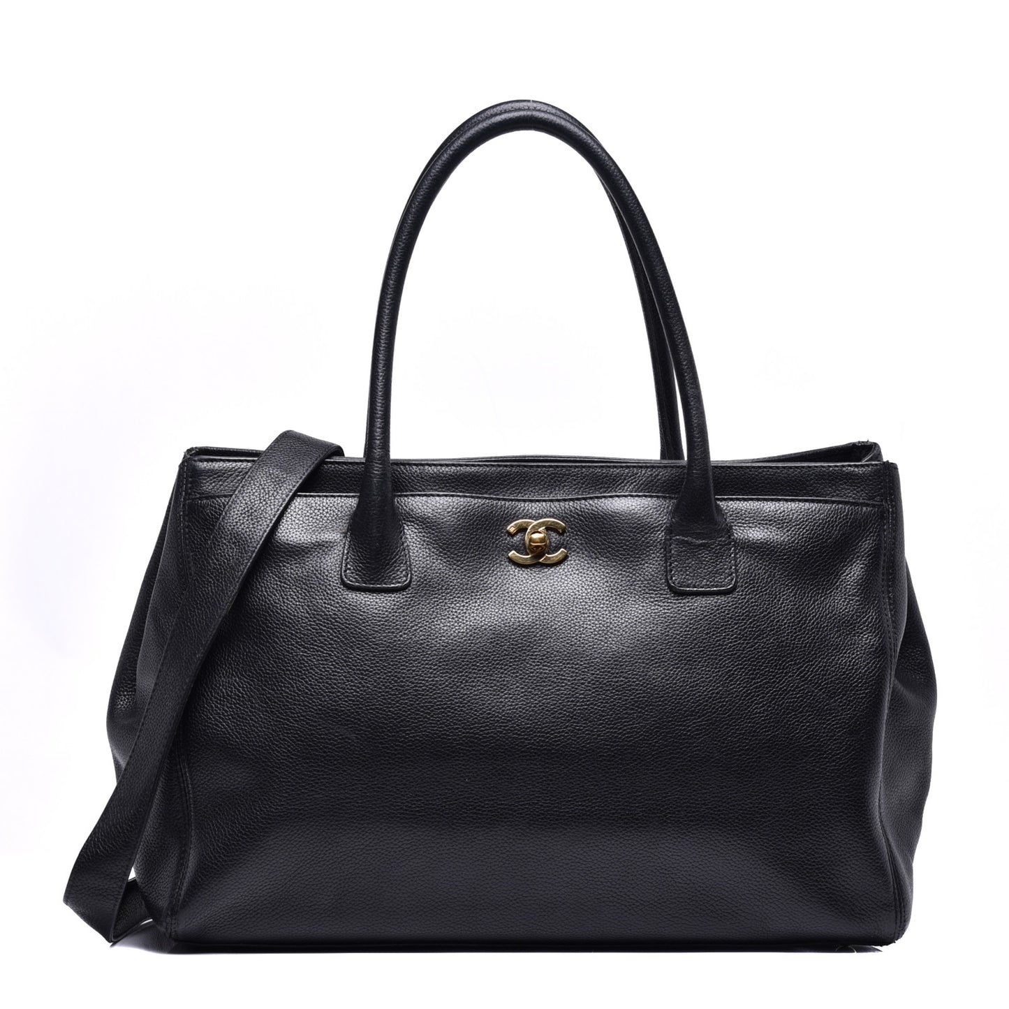 Calfskin Cerf Executive Shopper Tote Black