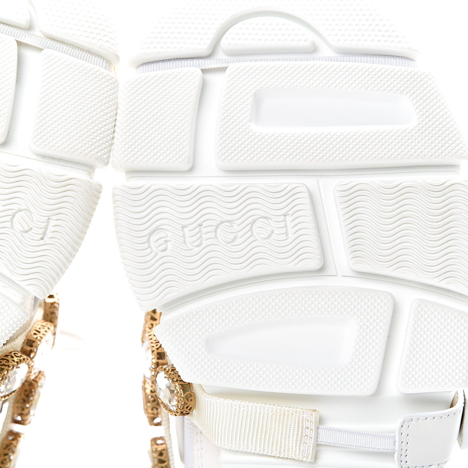 Gucci X SEGA Mesh Calfskin Suede Removable Crystals Womens Flashtrek Sneakers 37.5 Great White 6 of 8