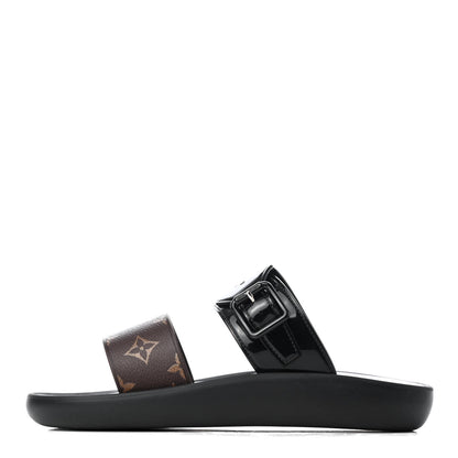 Louis Vuitton Monogram Sunbath Flat Mule Sandals 39 Black 1 of 7