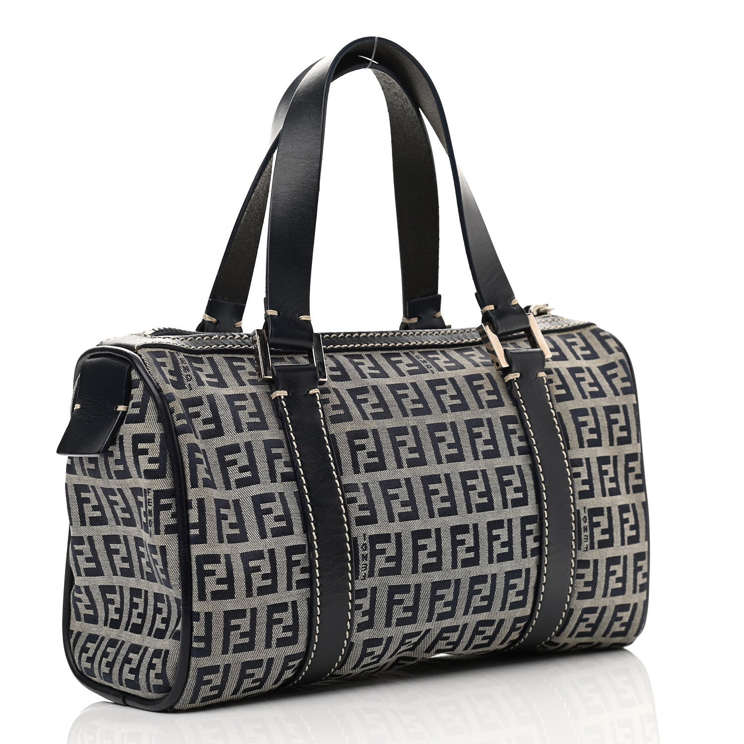 Fendi Zucca Boston Navy 2 of 13