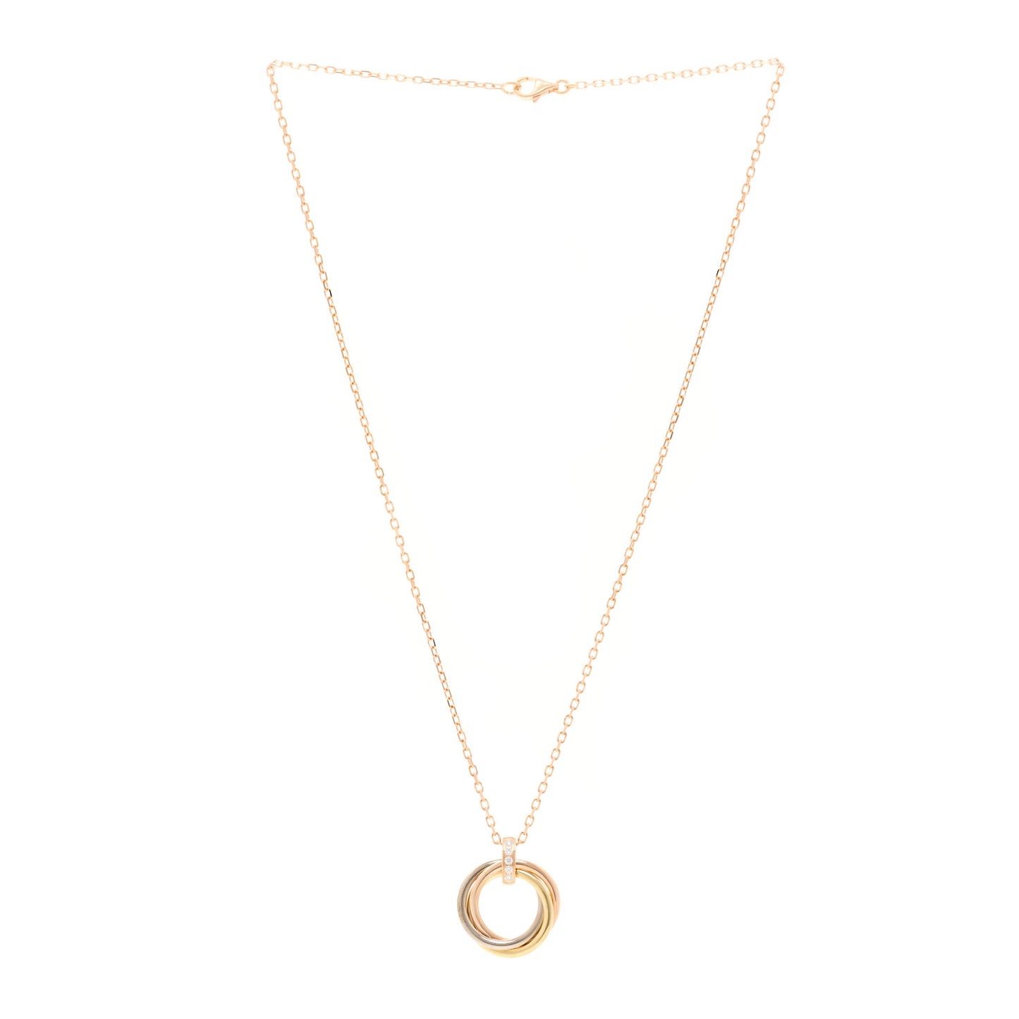 18K Pink White Yellow Gold Diamond Trinity Pendant Necklace