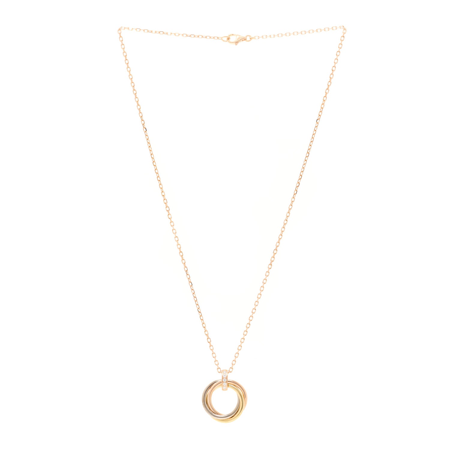 Cartier 18K Pink White Yellow Gold Diamond Trinity Pendant Necklace 3 of 6