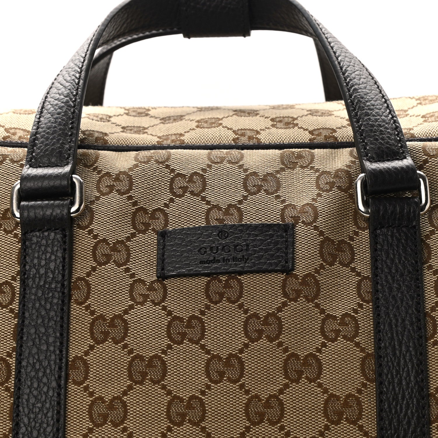 Gucci Monogram Dollar Calfskin Large Boston Duffle Bag Beige Ebony Testa di Moro Marrone Scuro 9 of 11