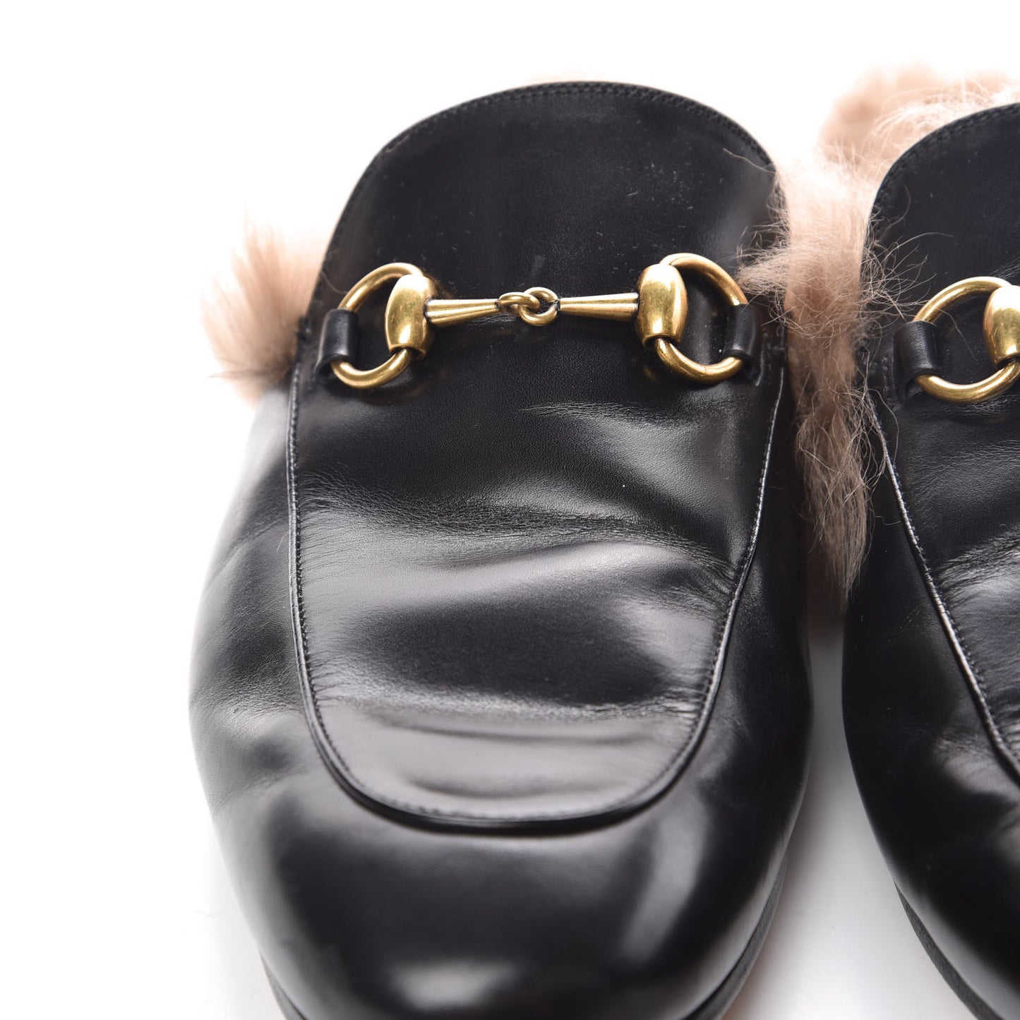 Calfskin Fur Mens Princetown Slippers 7.5 Black