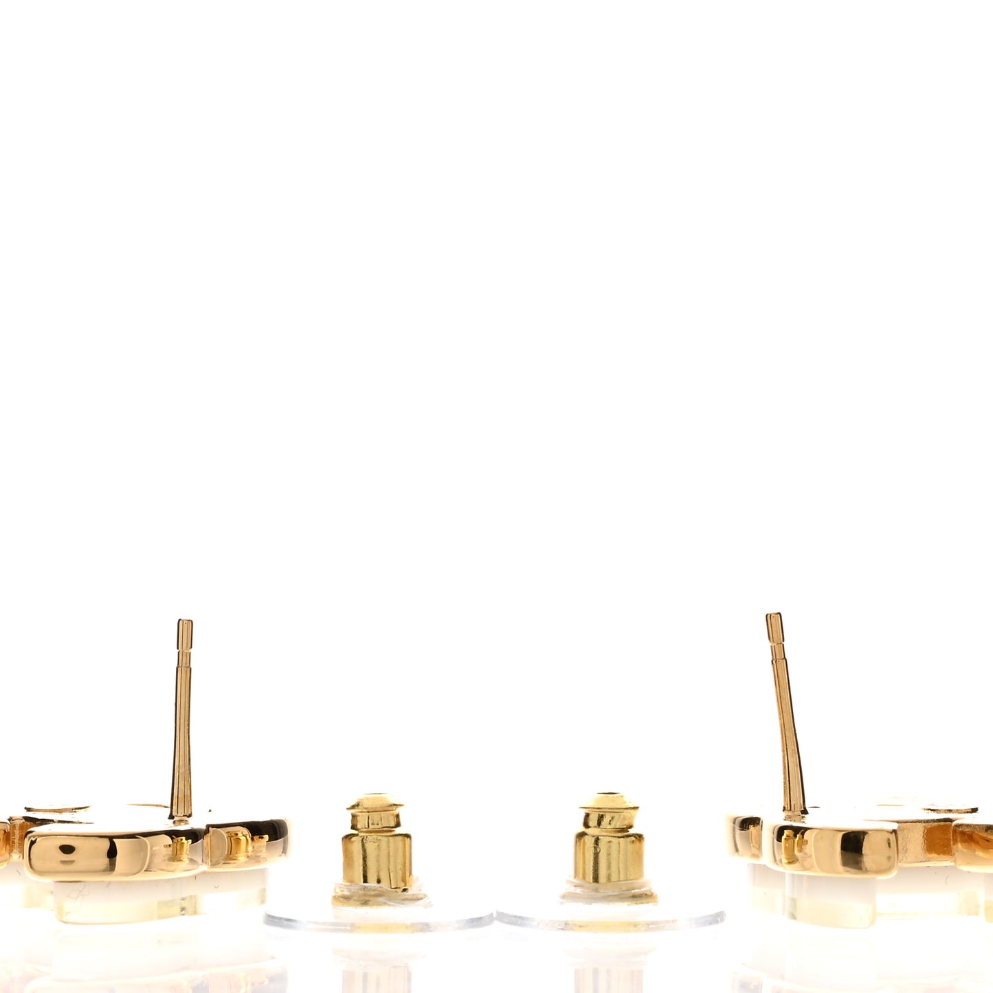 Metal Enamel CC Earrings Gold White