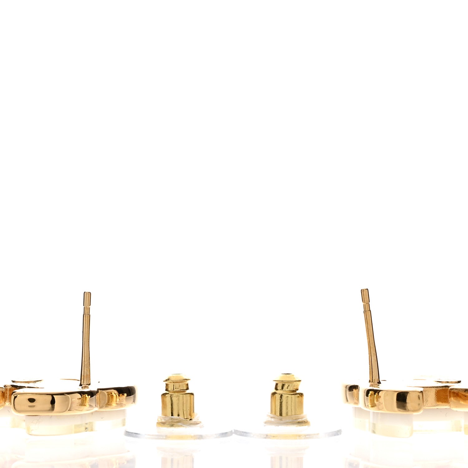 Chanel Metal Enamel CC Earrings Gold White 3 of 5