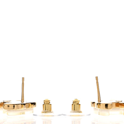 Chanel Metal Enamel CC Earrings Gold White 3 of 5