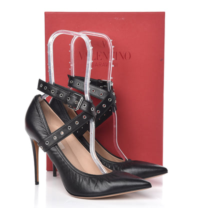 Valentino Garavani Nappa Love Latch Cross Strap 100mm Pumps 39.5 Black 8 of 8
