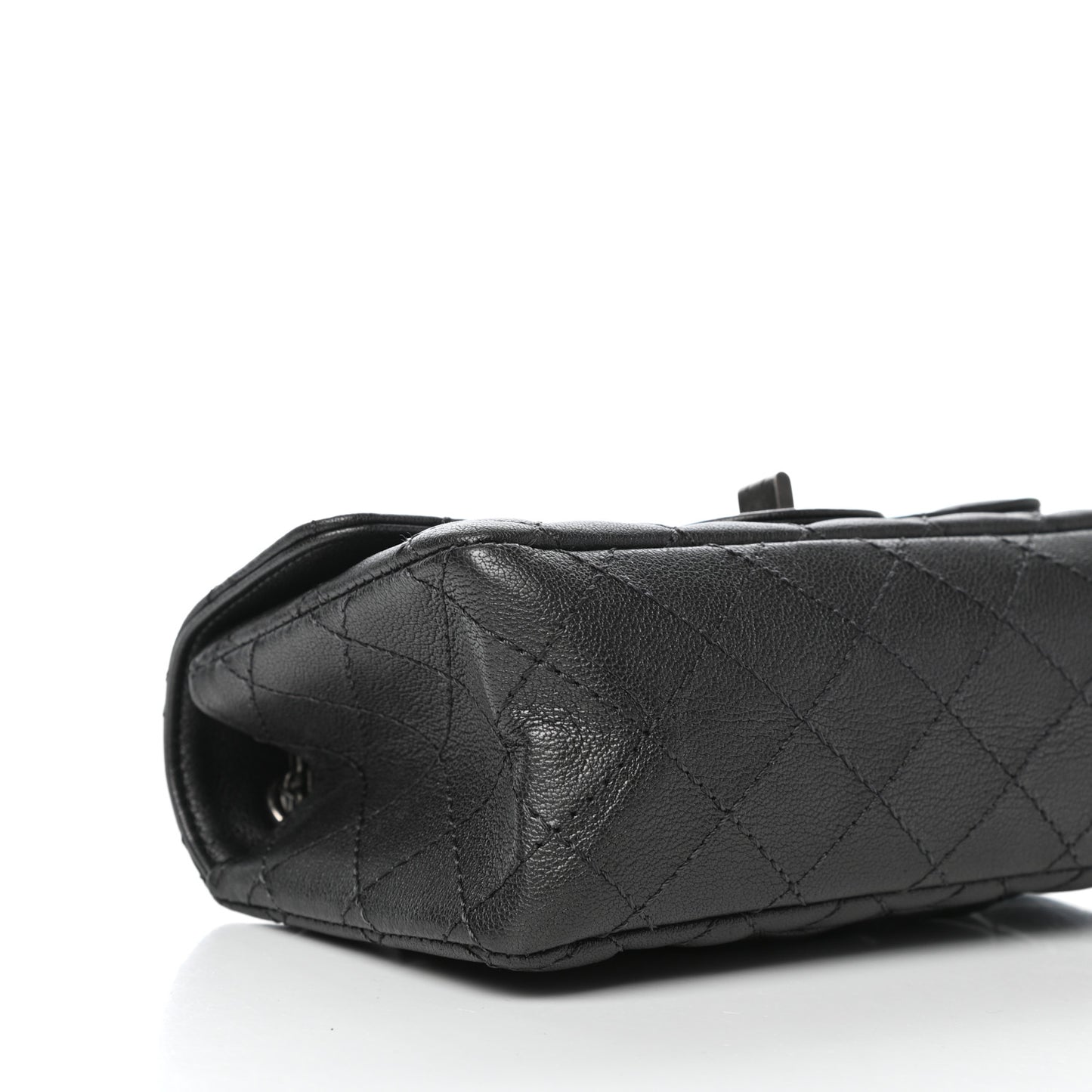 Metallic Sheepskin Quilted 2.55 Reissue Mini Flap Dark Silver