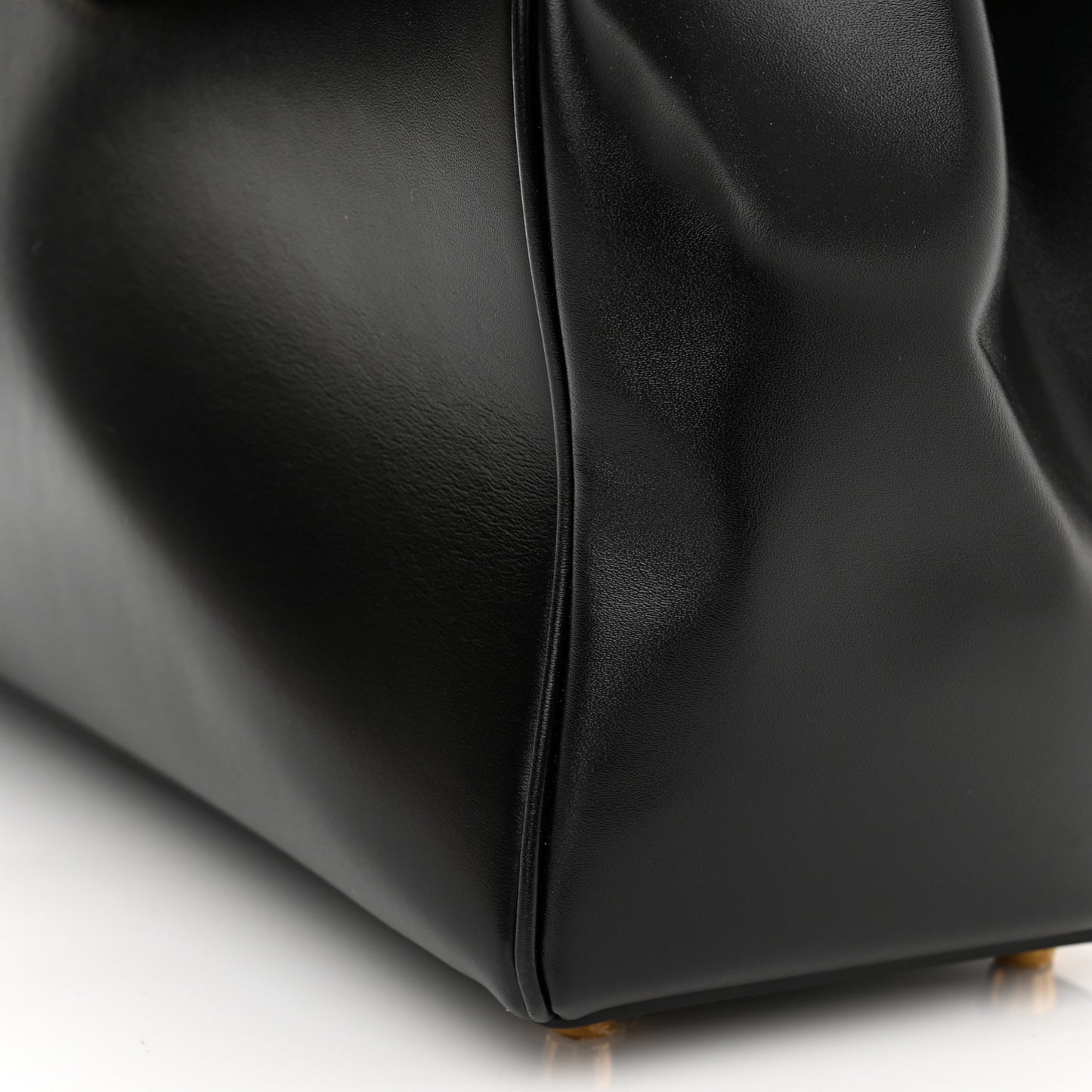 Satinated Calfskin Medium 16 Top Handle Bag Black