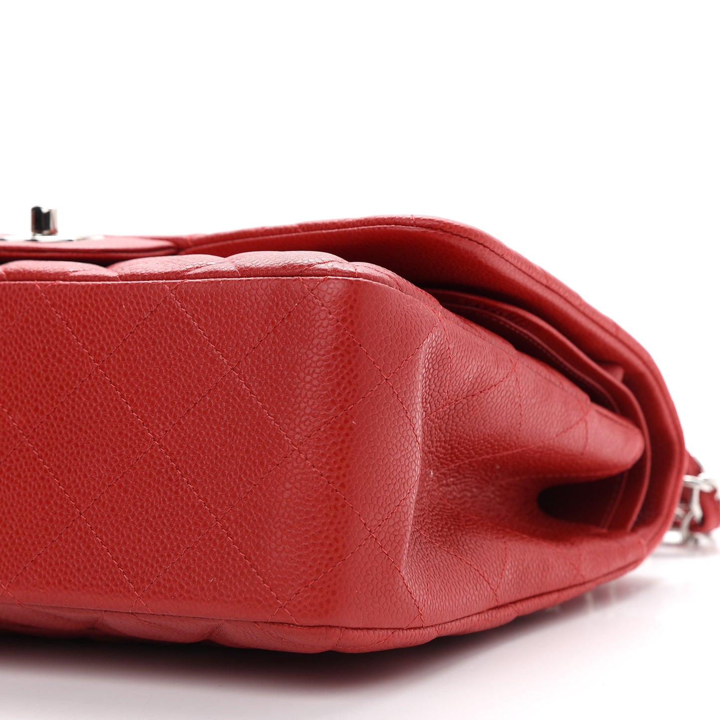 Caviar Quilted Jumbo Double Flap Red