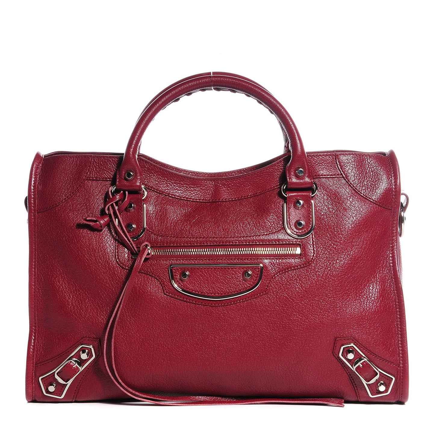 Chevre Silver Metallic Edge Hardware City Rouge Brique Rouge Grenade