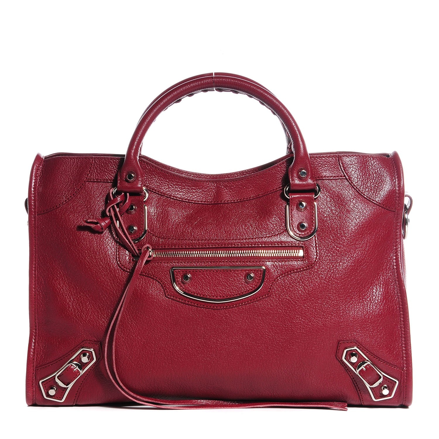 Balenciaga Chevre Silver Metallic Edge Hardware City Rouge Brique Rouge Grenade 1 of 17