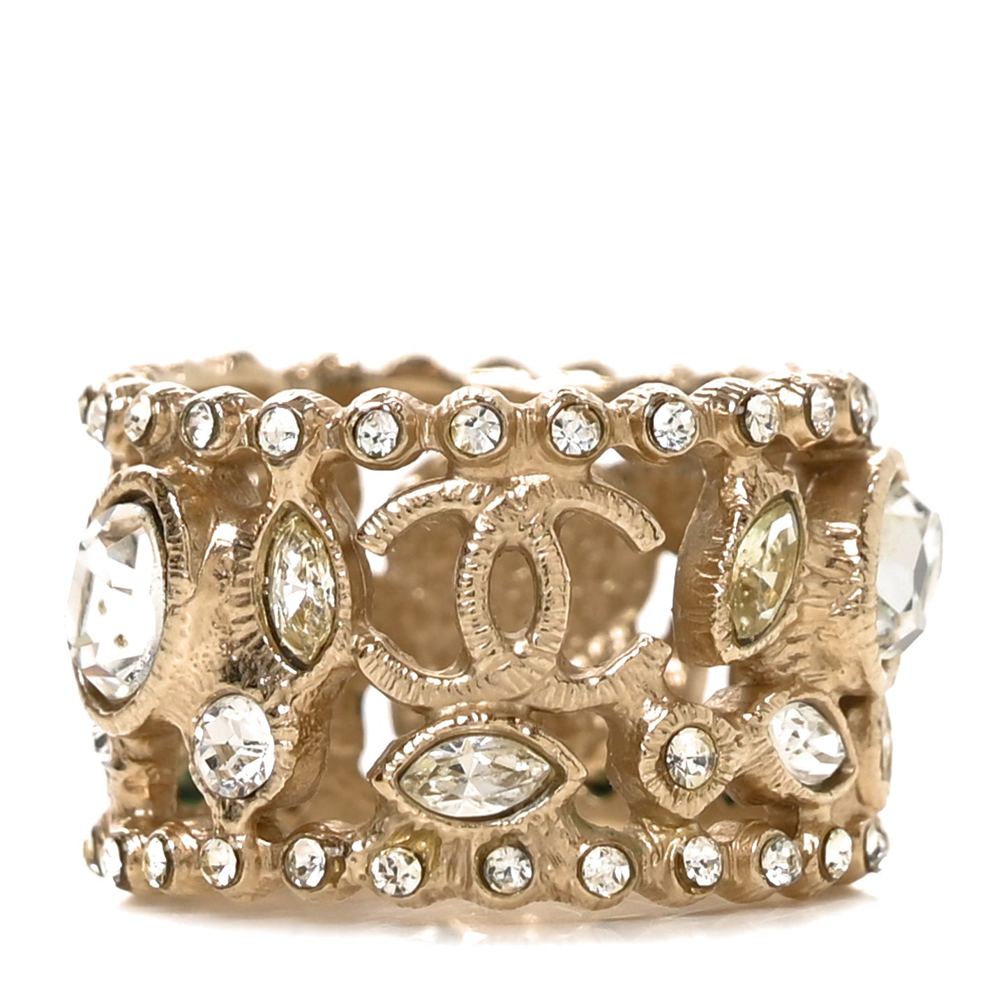 Metal Strass Ring 52 6 Light Gold