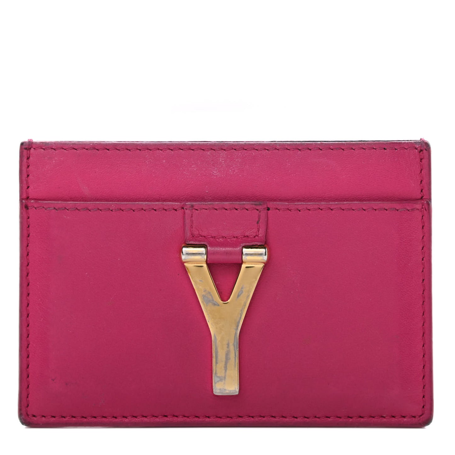 Calfskin Classic Y Card Case Fuchsia