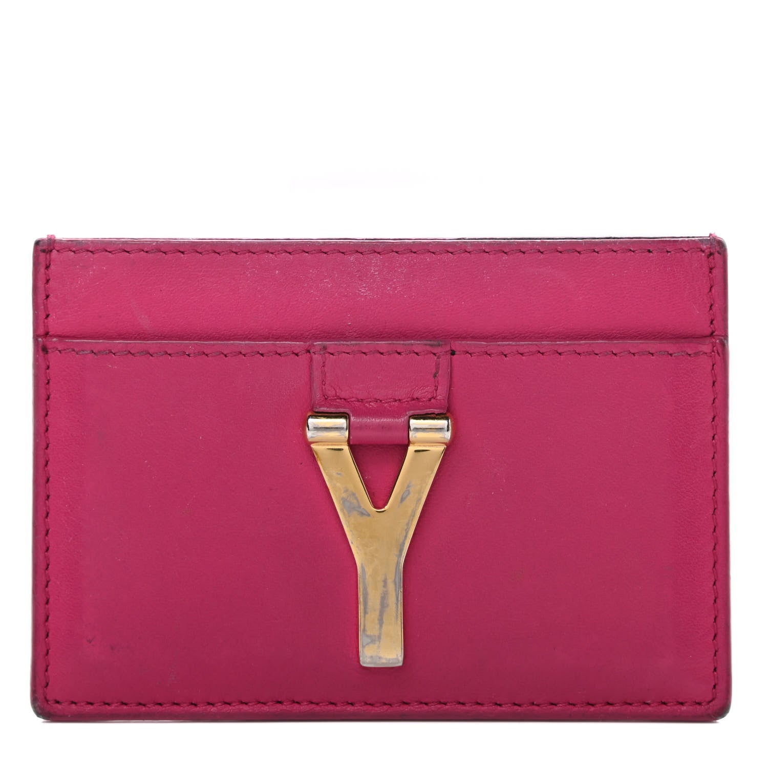 Saint Laurent Calfskin Classic Y Card Case Fuchsia 1 of 15