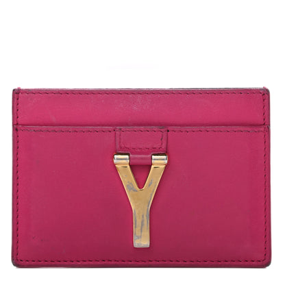 Saint Laurent Calfskin Classic Y Card Case Fuchsia 1 of 15