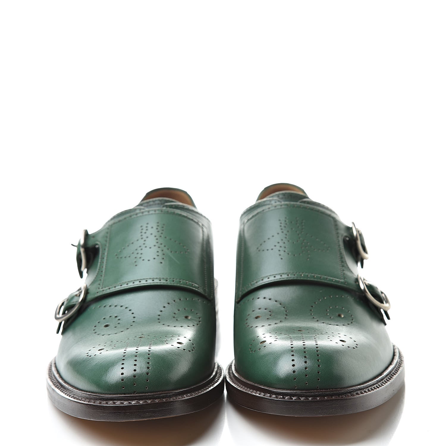 Gucci Betis Calfskin Mens Double Monk Strap Loafers 9.5 Verde 2 of 10
