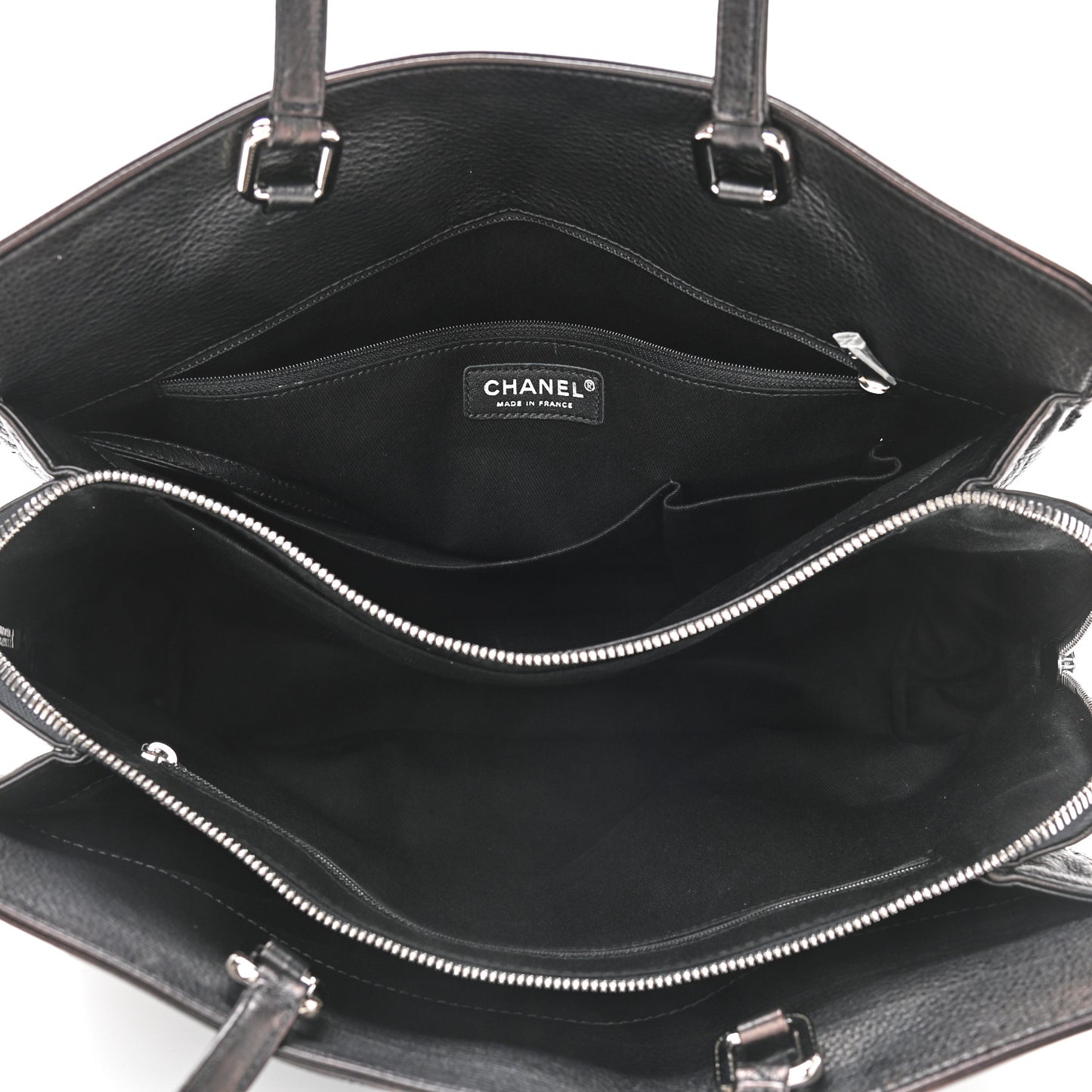 Calfskin Quilted Shopping Tote Black