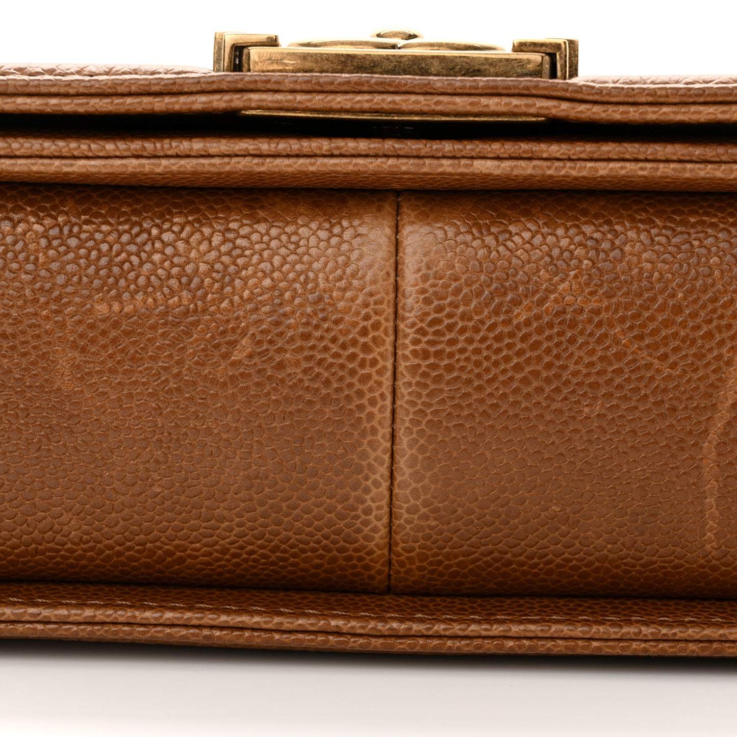 Caviar Quilted Medium Boy Flap Light Brown