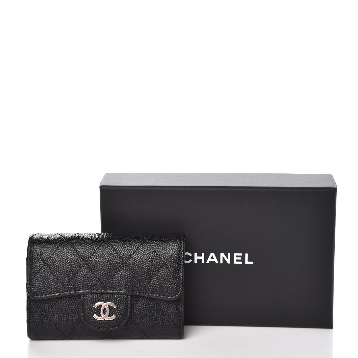 Caviar Quilted Classic 4 Key Holder Wallet Black