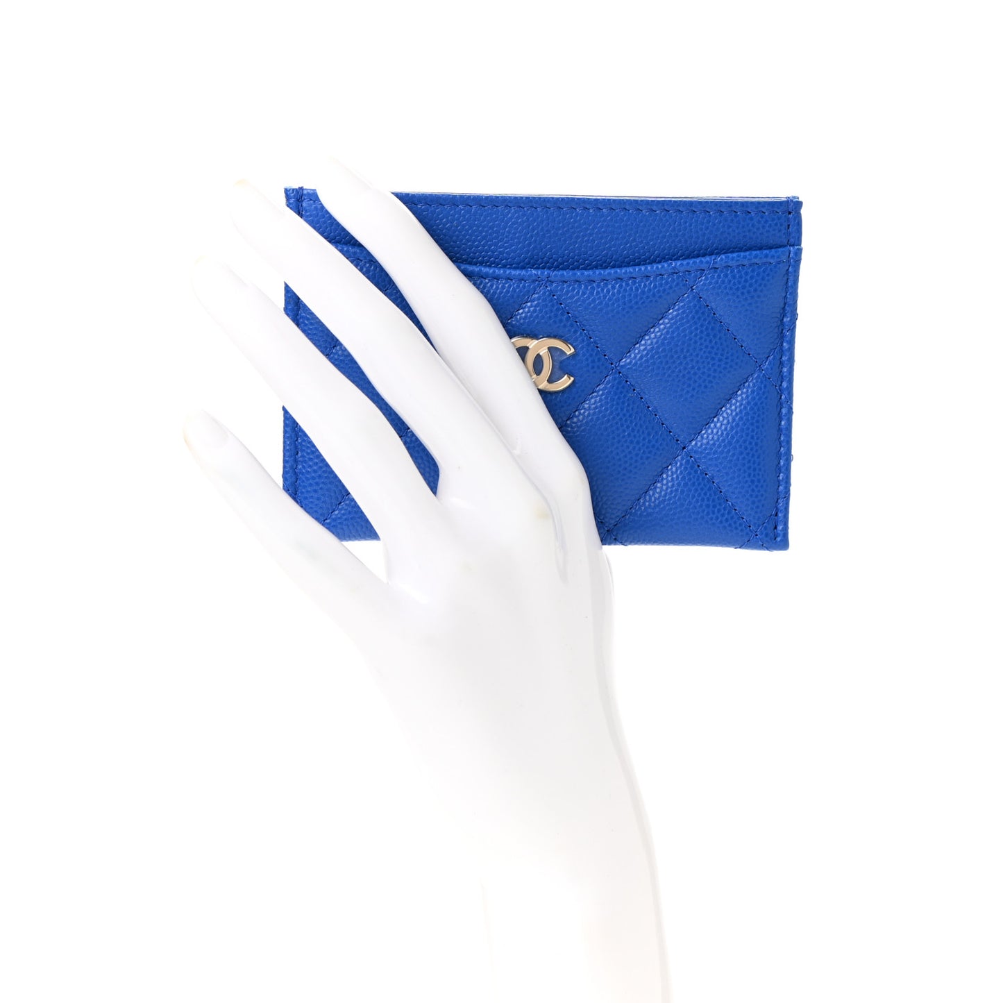 Caviar Quilted Card Holder Blue