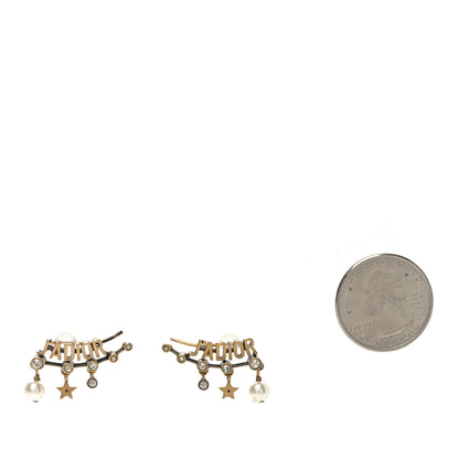 Christian Dior Pearl Crystal J'Adior Earrings Aged Gold 2 of 4