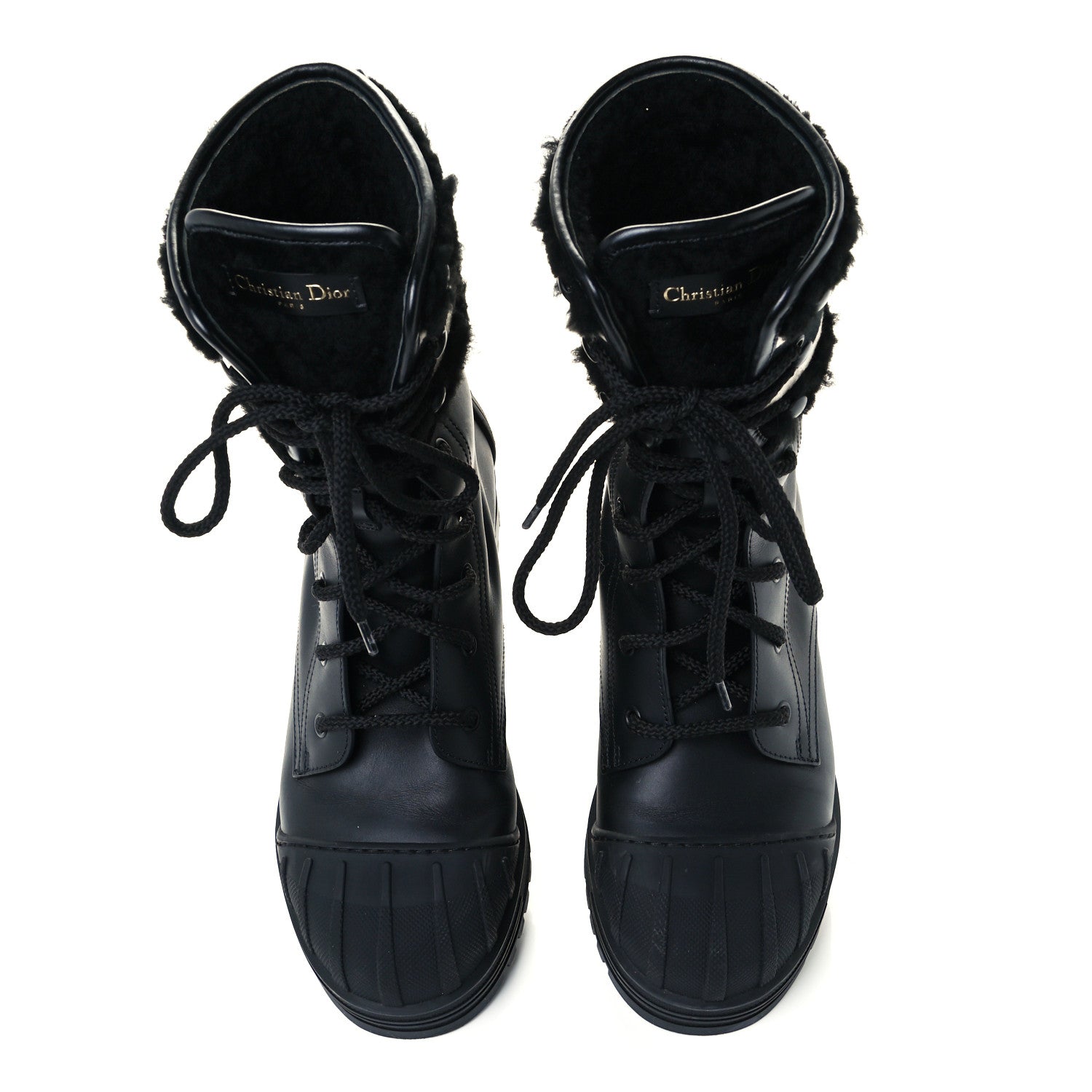 Christian Dior Calfskin Sherling Technical Fabric D-Major Ankle Boots 39 Black White 5 of 11