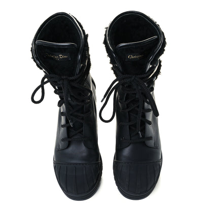 Christian Dior Calfskin Sherling Technical Fabric D-Major Ankle Boots 39 Black White 5 of 11