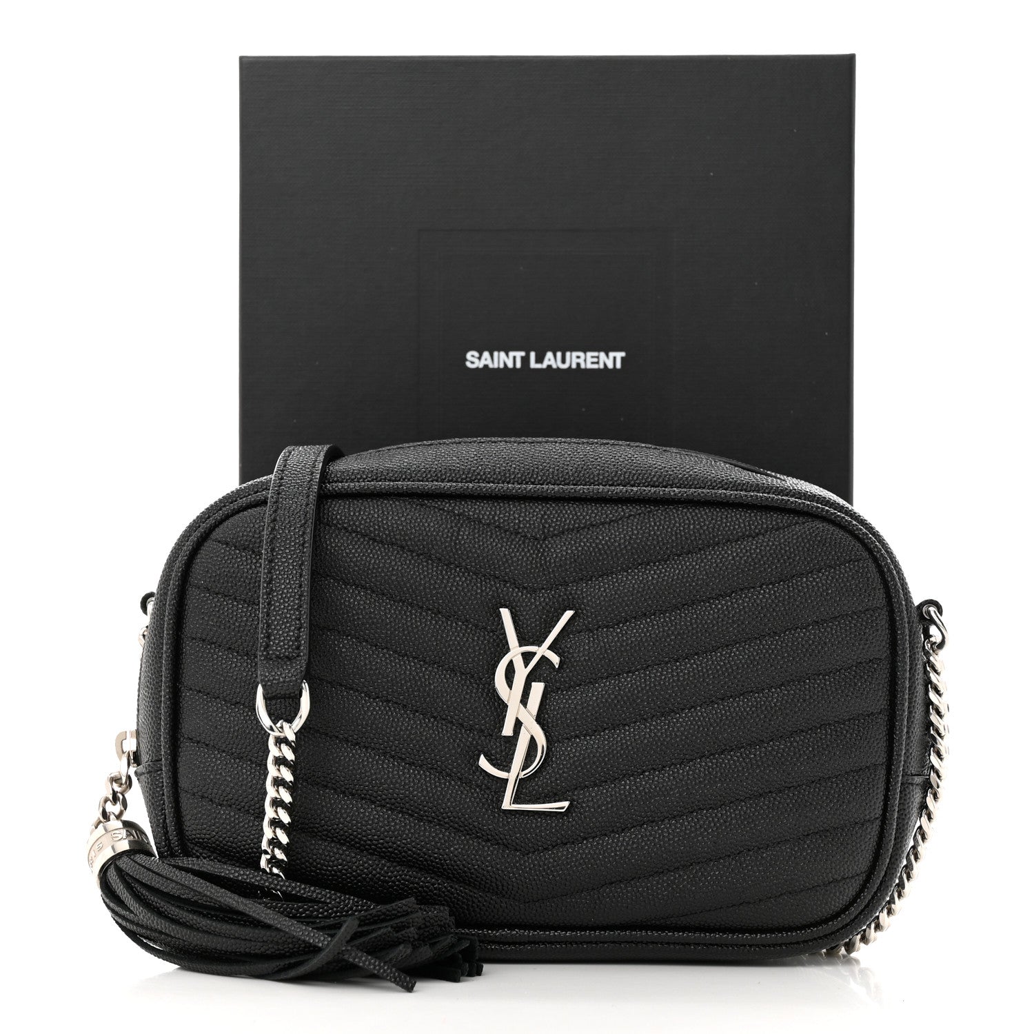 Saint Laurent Grain De Poudre Matelasse Monogram Mini Lou Camera Bag Black 11 of 11