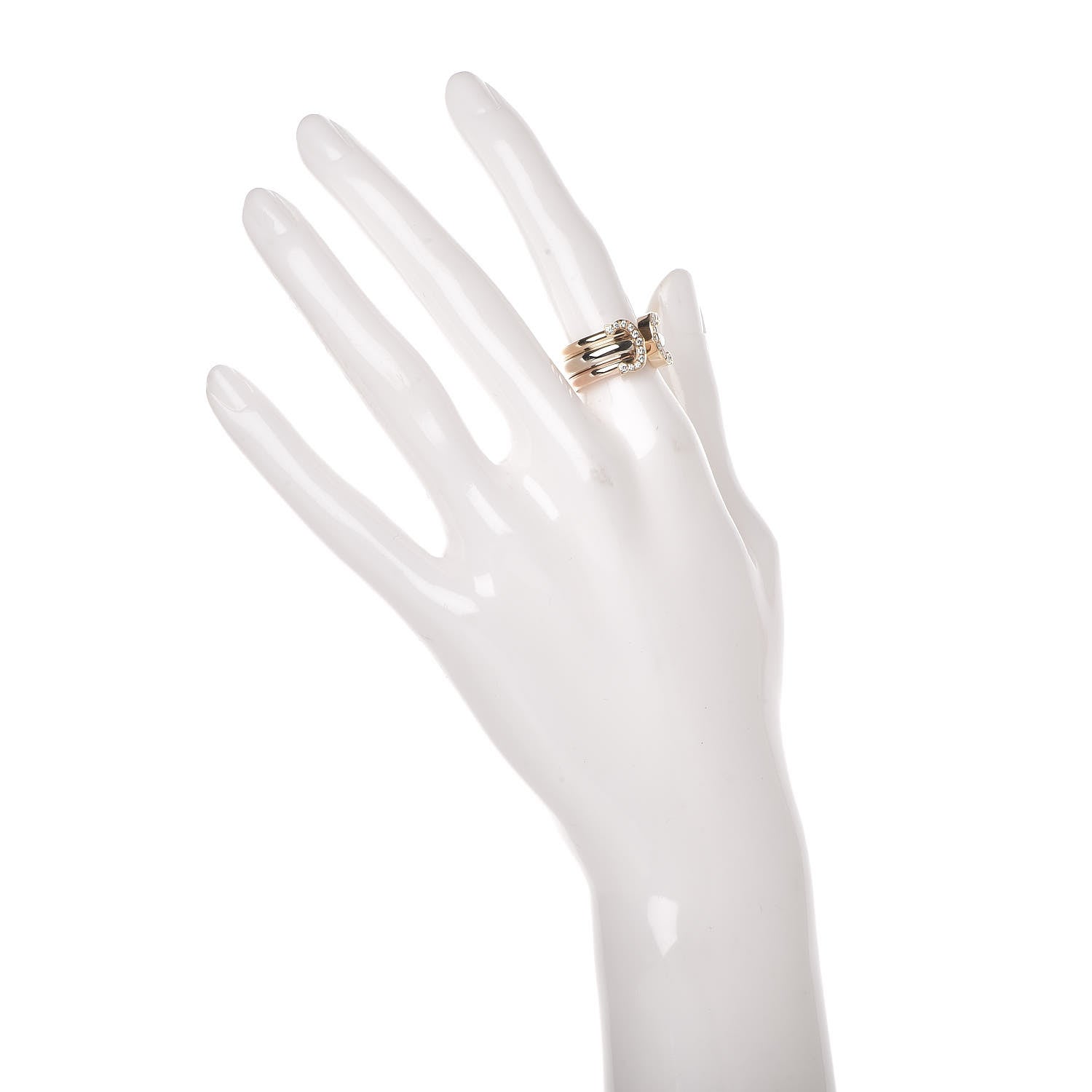 Cartier 18K Pink Yellow White Gold Diamond C De Ring 51 5.75 2 of 5