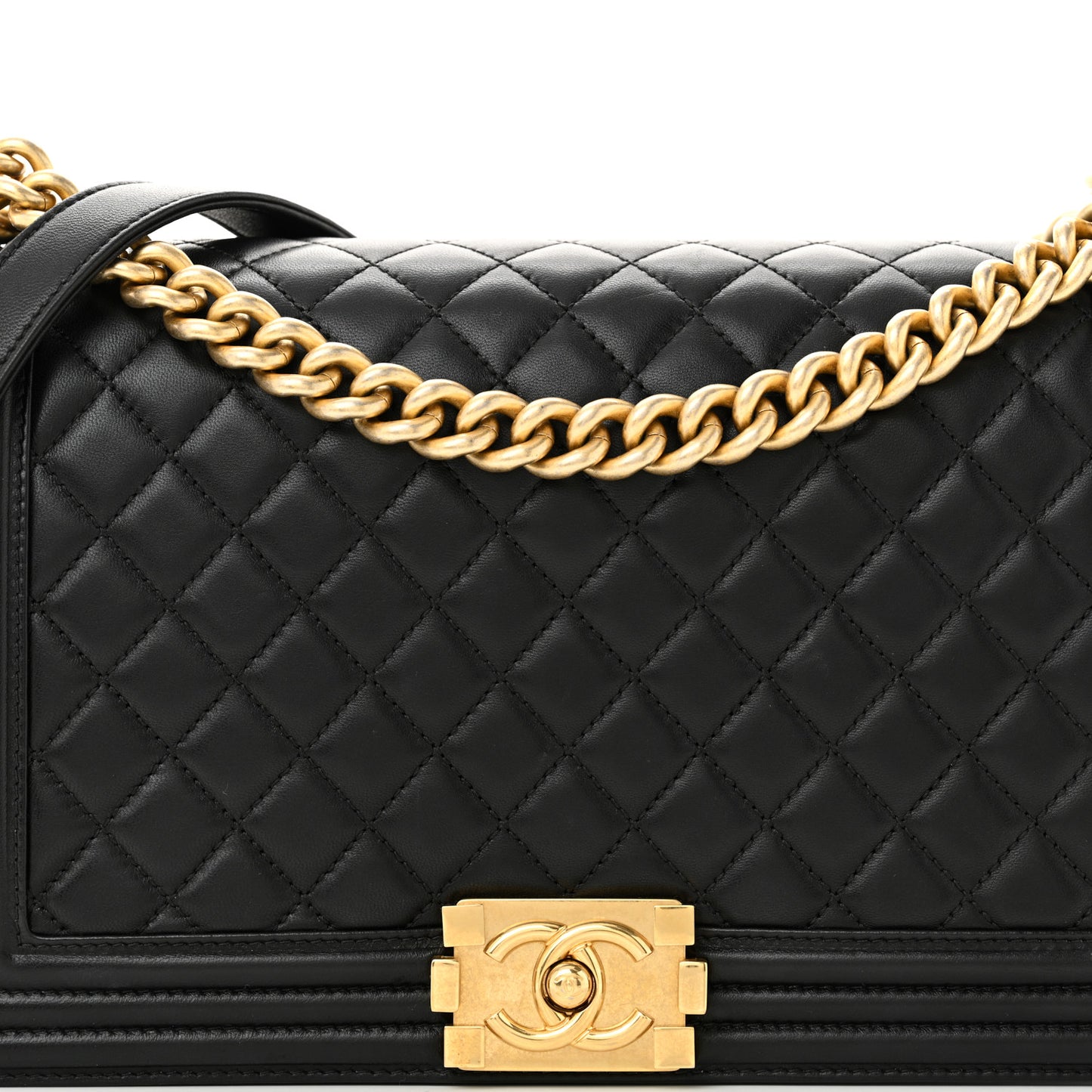 Lambskin Quilted New Medium Boy Flap Black