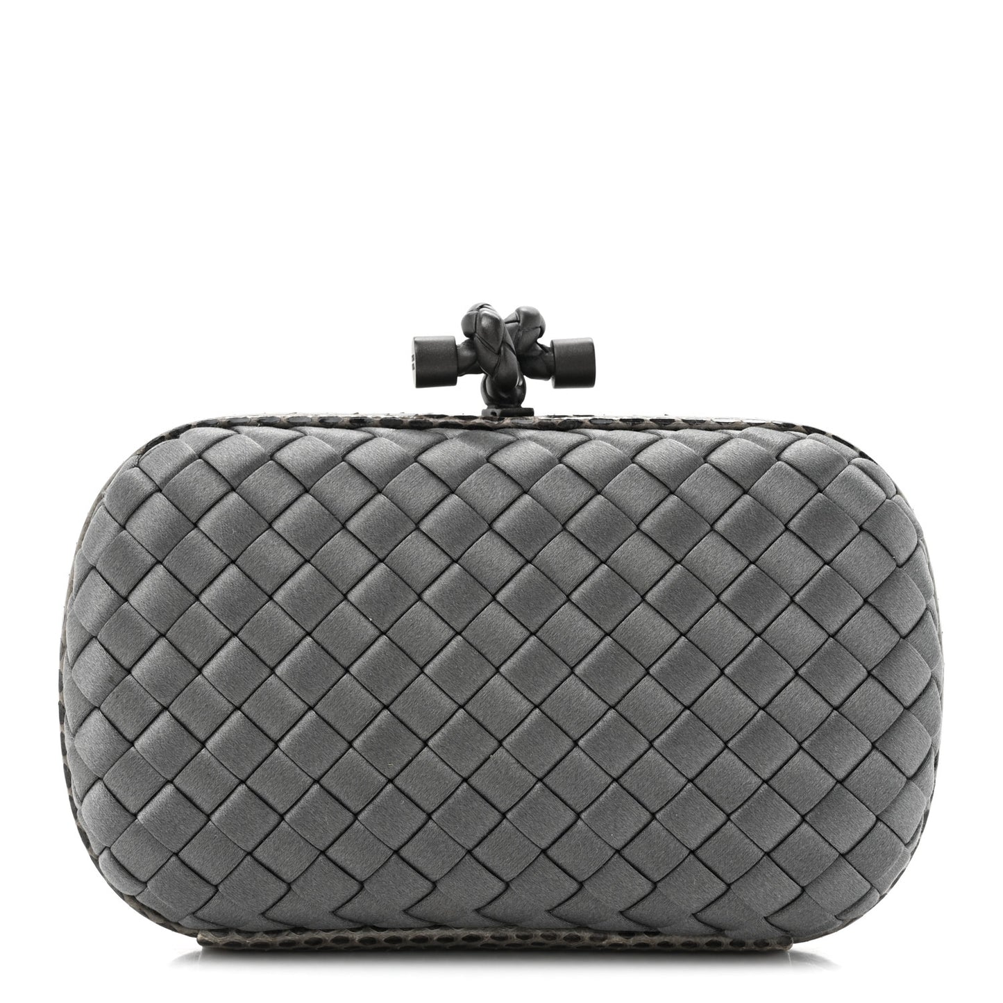 Satin Intreccio Impero Ayers Knot Clutch Grey